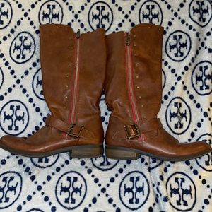 Brown leather boots